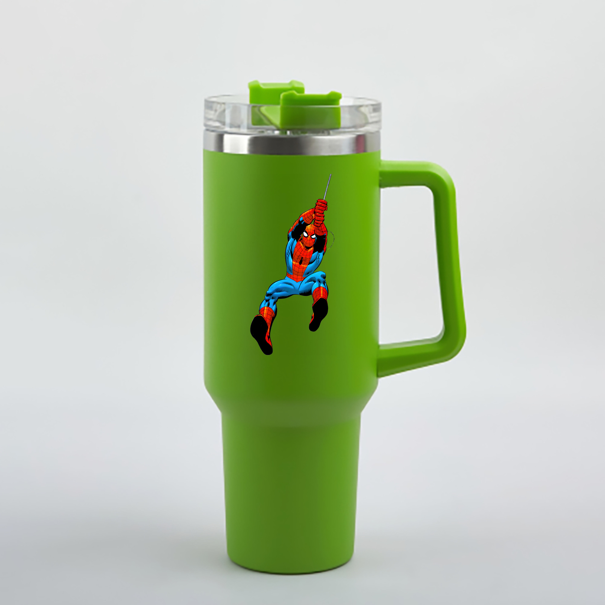 （画像用） Spider Man スパイダーマン 1200mL車用タンブラー - クリスタルステッカー（プラスチックストロー付き）